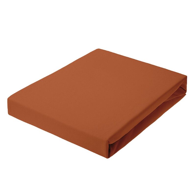 Jersey bed sheet with elastic band brick-red colour ( 22 ) Dream Line