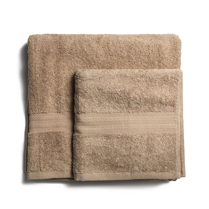 Bath towel cotton 550 g/m2 thick weave, dark beige