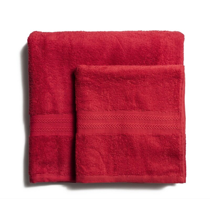 Bath towel cotton 550 g/m2 thick weave, red