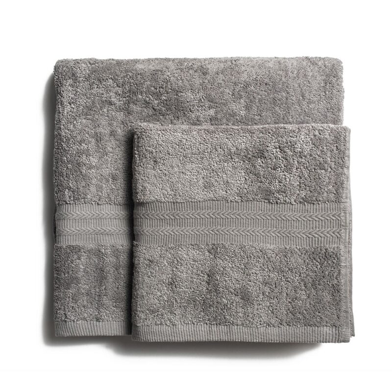 Bath towel cotton 550 g/m2 thick weave, light grey